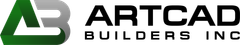 Logo for Artcad Builders Inc. featuring a stylized green and grey 
