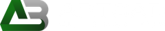 A logo featuring a stylized, green and grey interconnected design resembling the letters A and B.