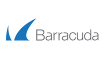 A barracuda logo with a blue sail on a white background.