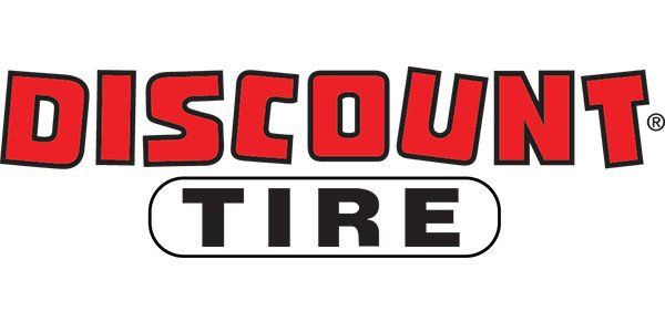The discount tire logo is red and black on a white background.