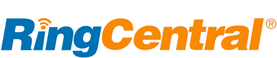 A blue and orange logo for ringcentral on a white background