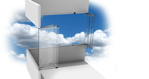 A white box with a blue sky and clouds in the background.