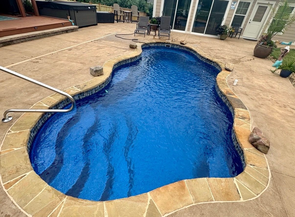 Aqua Blue Pools completed fiberglass pool in Greenville, SC