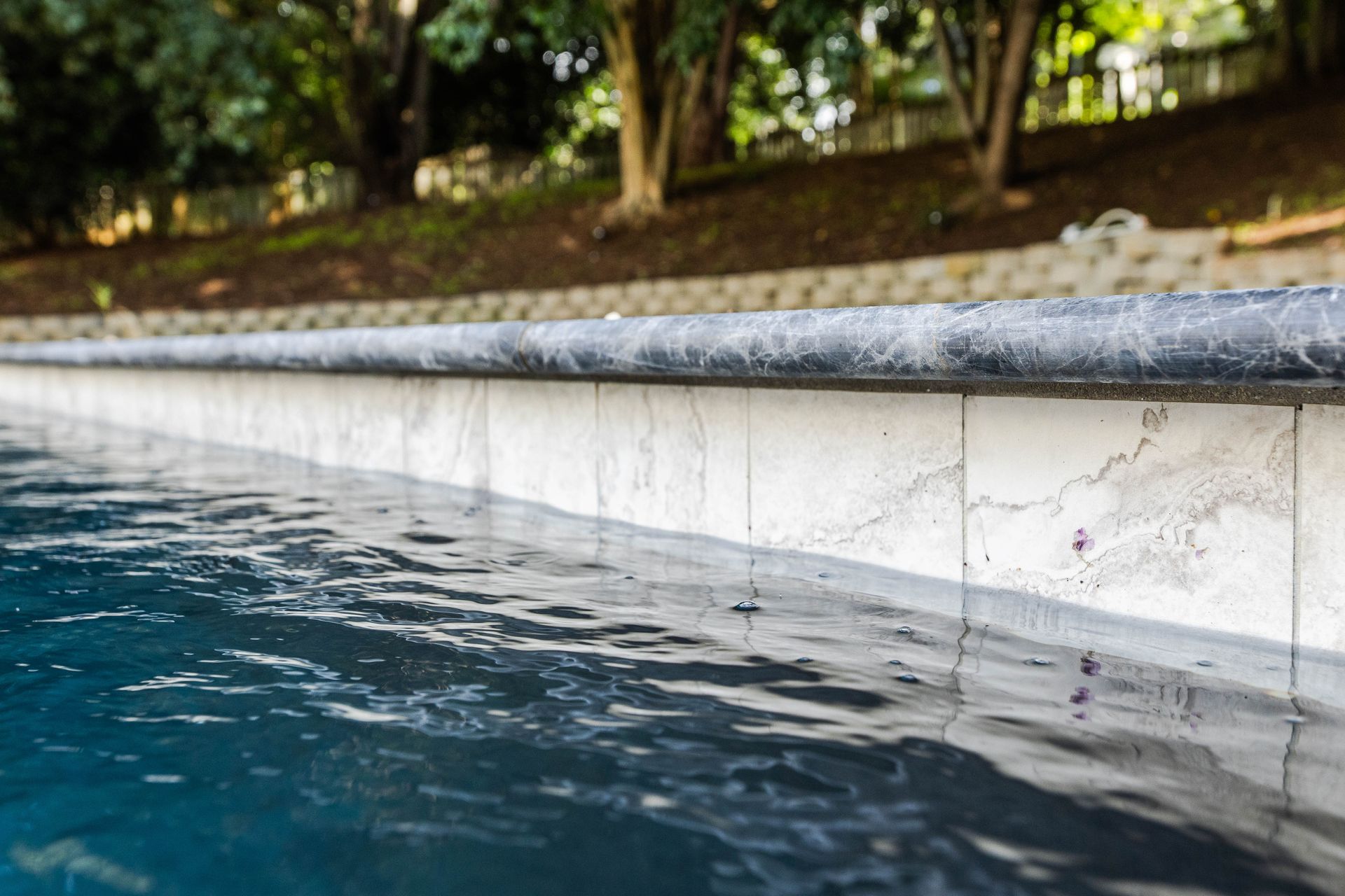 Gunite pool with water features