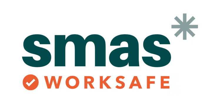SMAS Worksafe logo: teal text