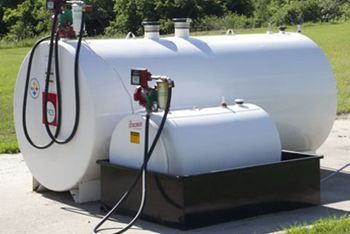 A large white tank with a pump attached to it.