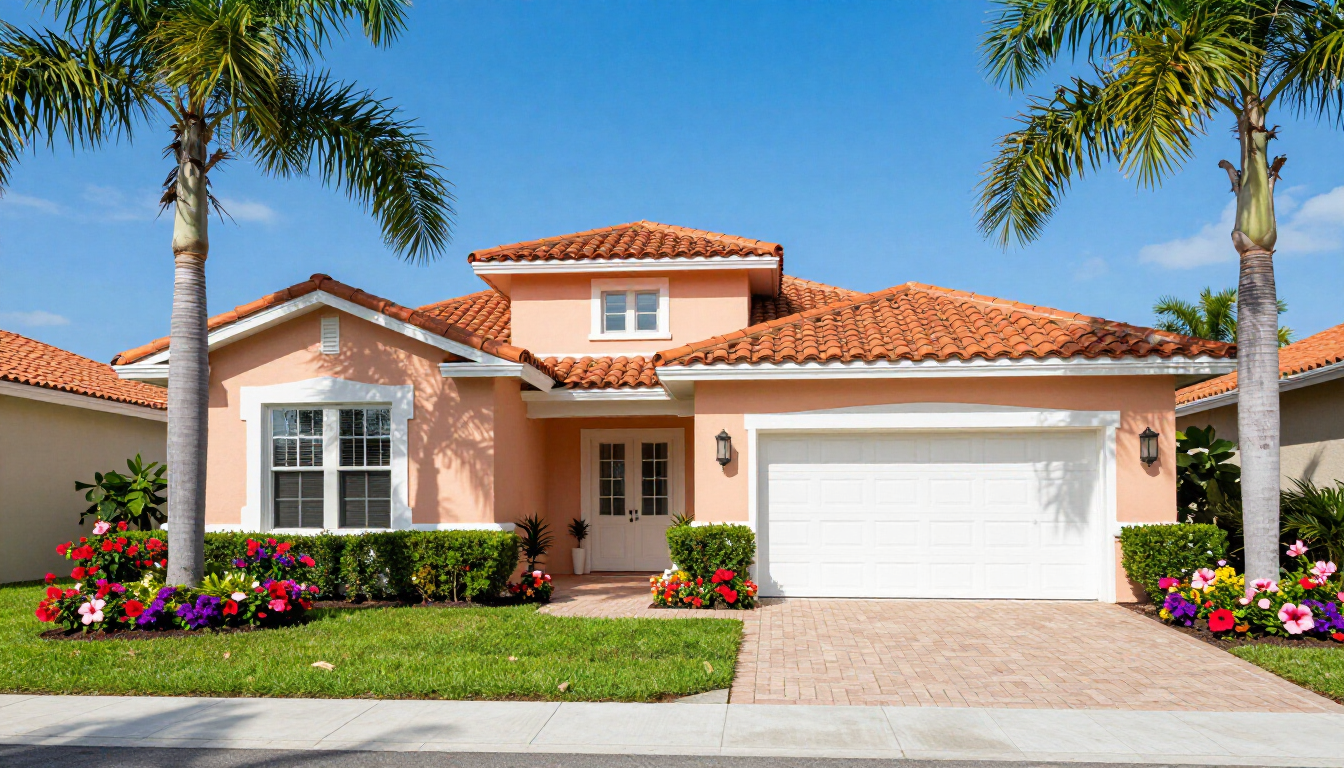 Sold sign in front of a beautiful Central Florida home at sunset.