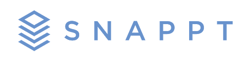 Snappt logo: blue stacked rectangles with 