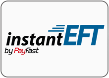 Allows payment via Instant EFT with: Absa, African Bank, Bidvest Bank, Capitec Bank, FNB, Investec, Nedbank, Standard Bank, Tyme Bank instant eft logo