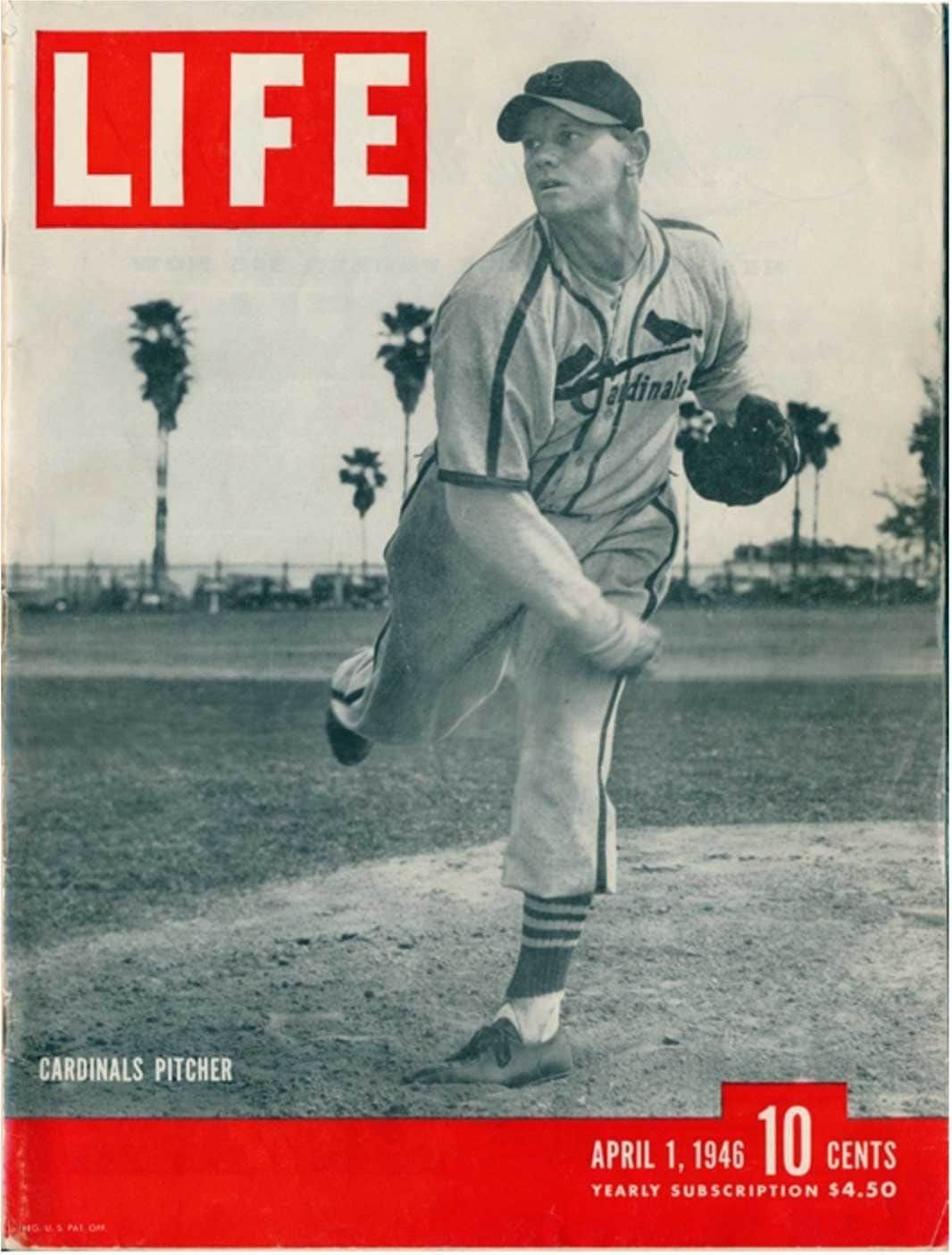 A baseball player is on the cover of a life magazine