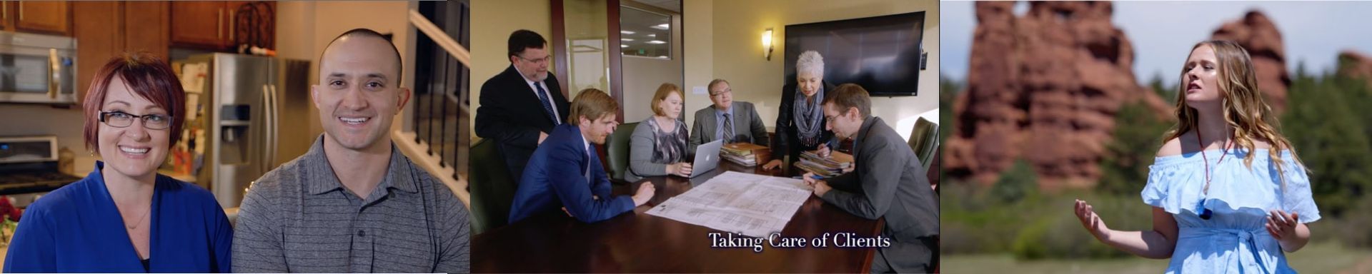 A group of people are sitting around a table in a room.