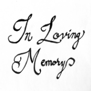 The words `` in loving memory '' are written in black on a white background.