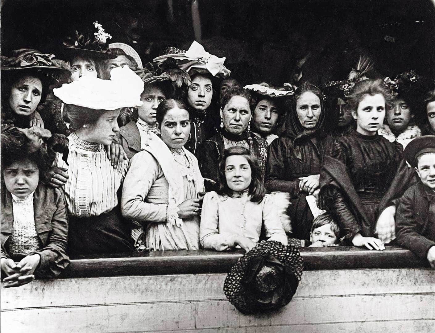 A black and white photo of a group of people