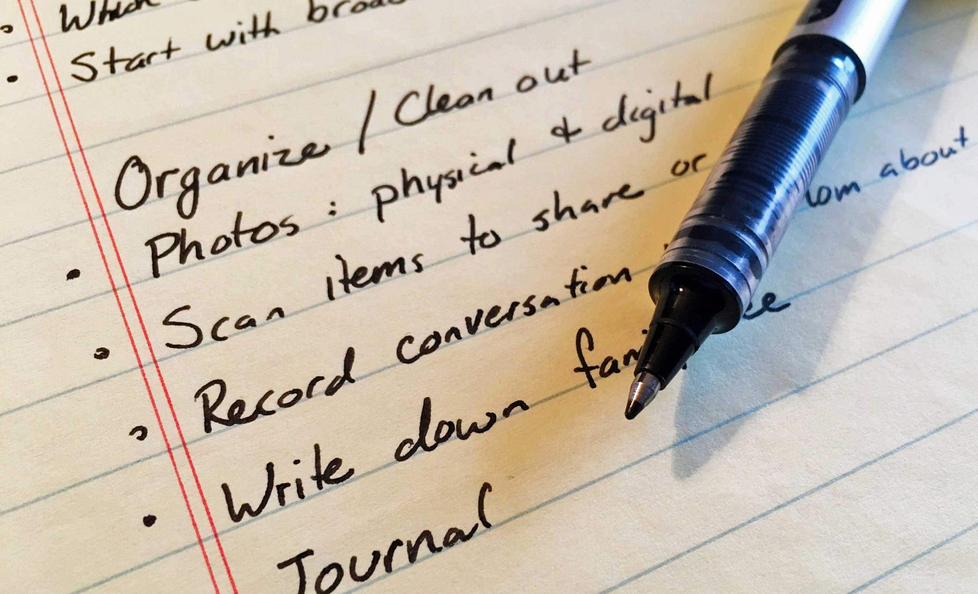 A list of things to do is written on a piece of paper