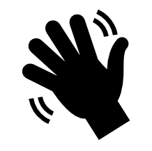 A black and white silhouette of a hand clapping.