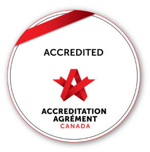 A sticker that says accredited accreditation agreement canada