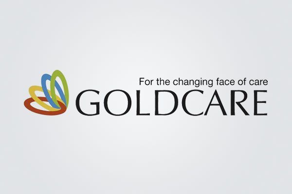A logo for goldcare for the changing face of care
