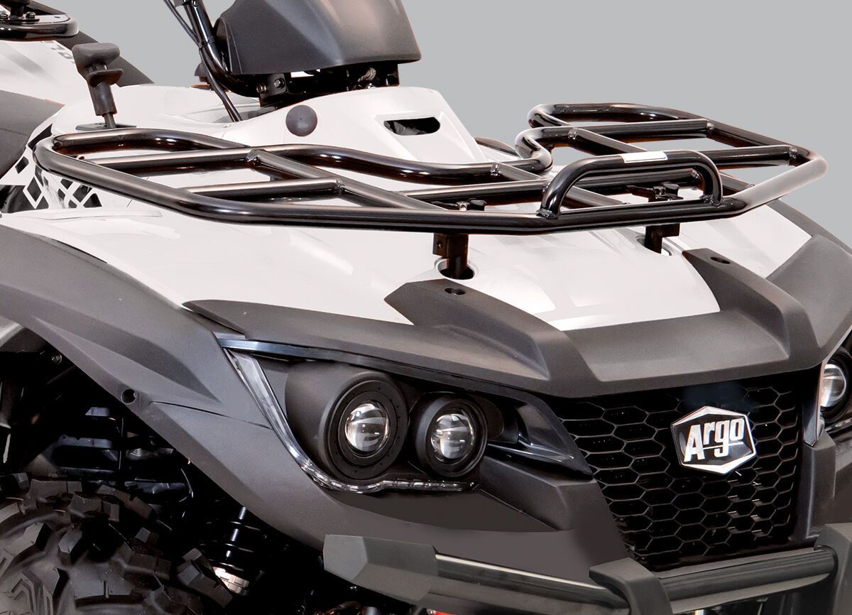 Steel racks on a white ATV