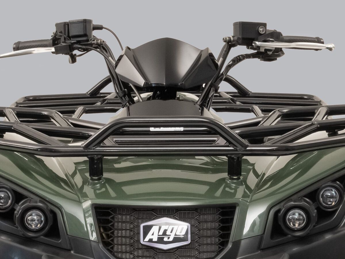 Front steel racks on a green ATV.