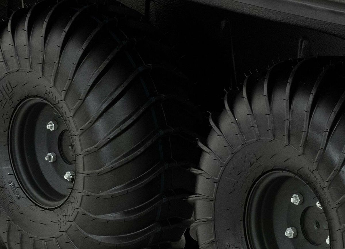a close up of a tire on a vehicle that says ' a ' on it