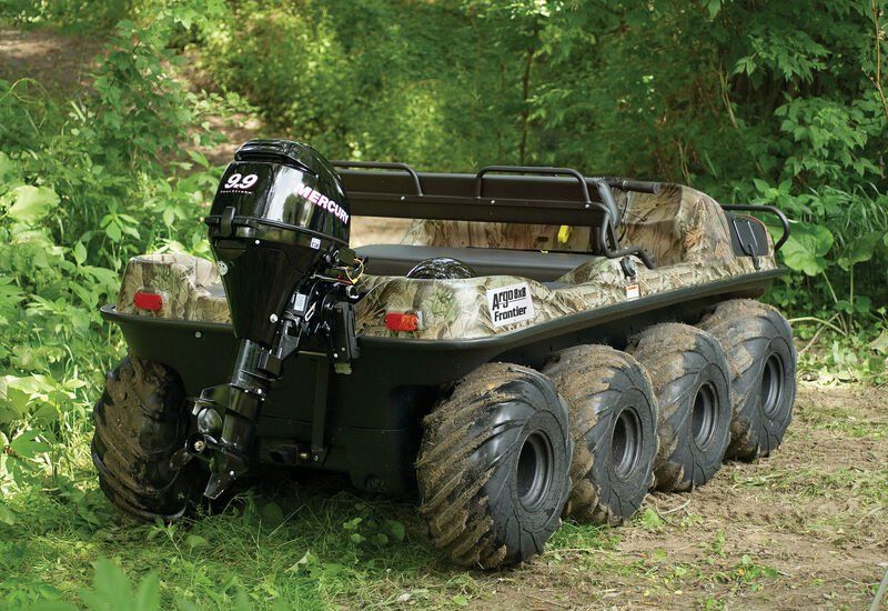 Argo Recreational Fronite with a motor and handle bar steering.