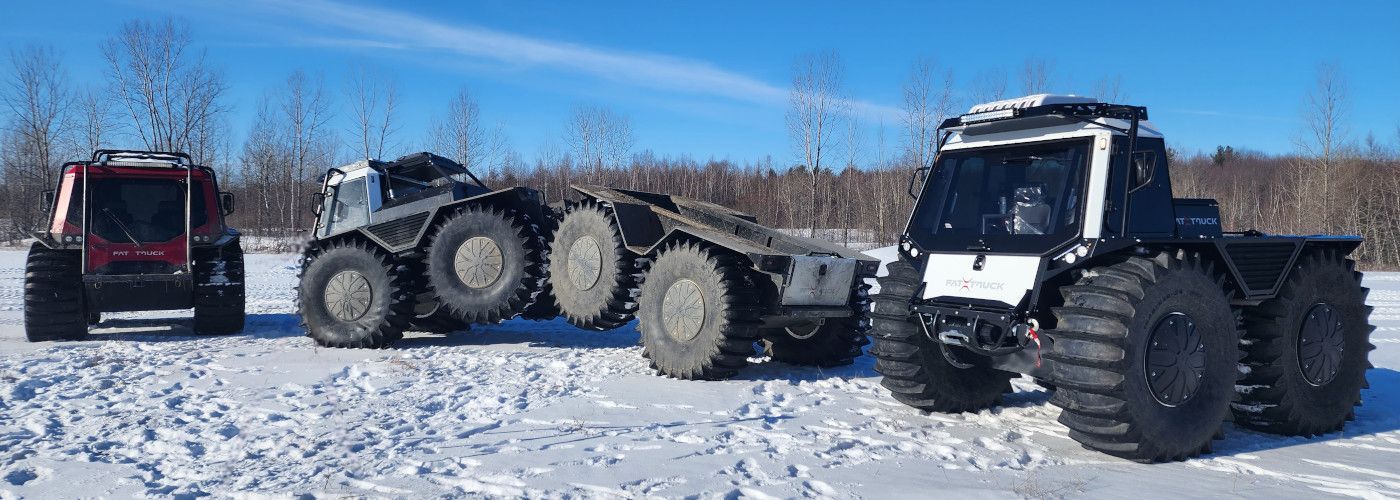 Fat Truck® Wagon, Fat Truck® 8x8 Hauler, and the Fat® Truck 2.8c Pickup.