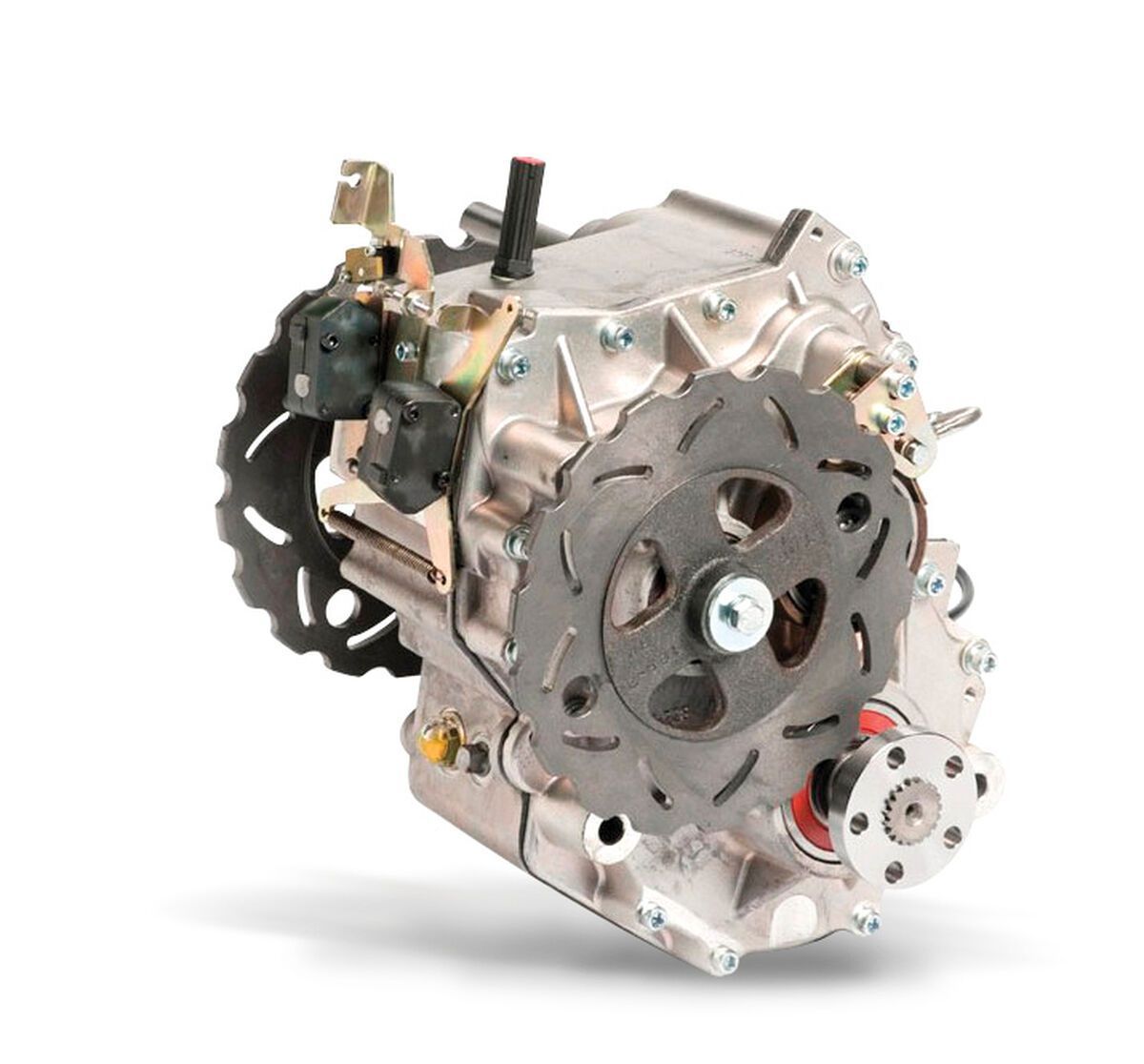 a close up of an XTV transmission