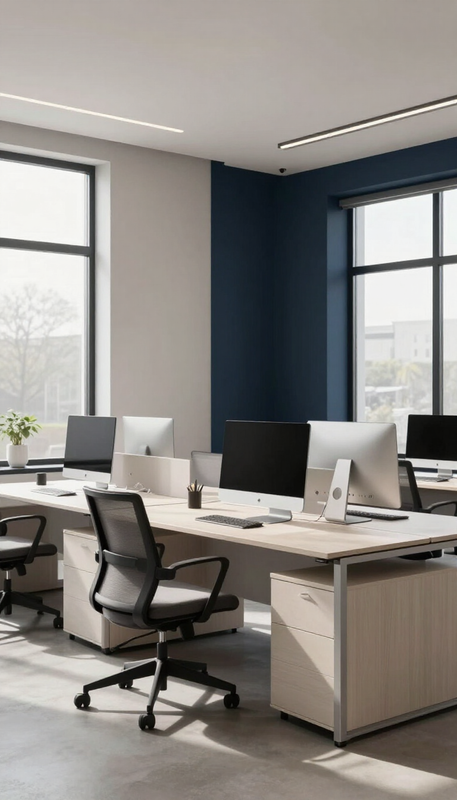 Designer reviewing website wireframe on dual monitors
