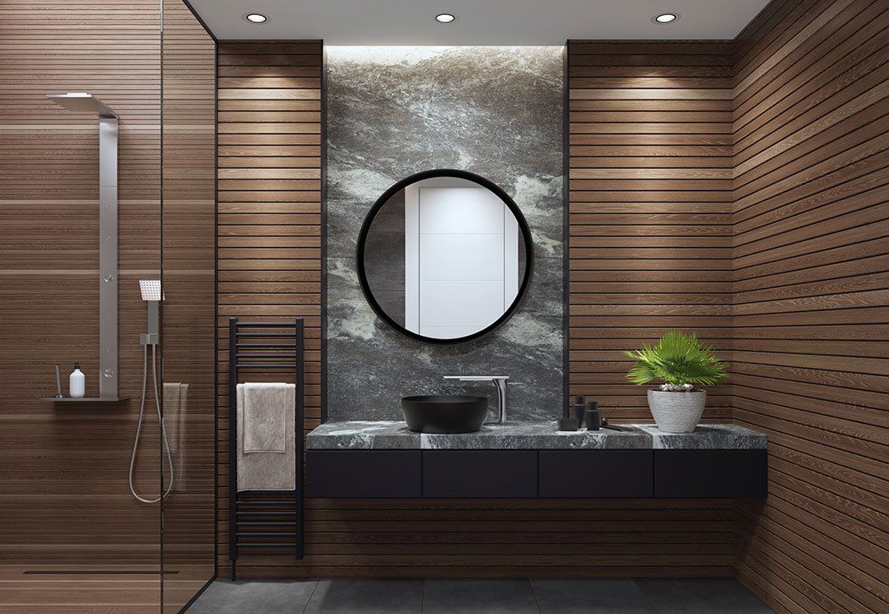 Stone Design On Wall Mirror — La Habra, CA — Ace Kitchen & Bath Remodeling