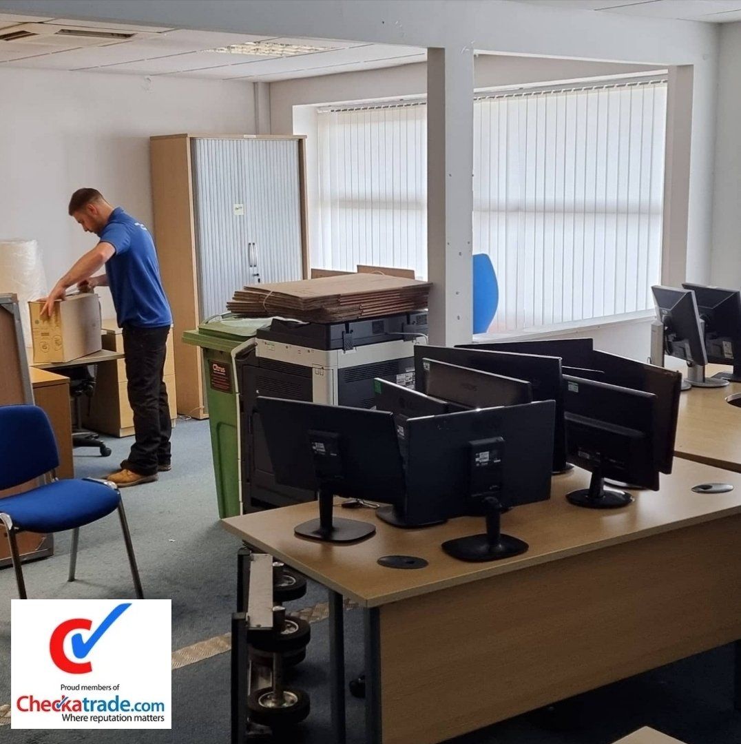 Simply Moved completing an office move from a business centre in Ipswich Suffolk, moving office furniture and IT Equipment to a new site whilst minimising downtime