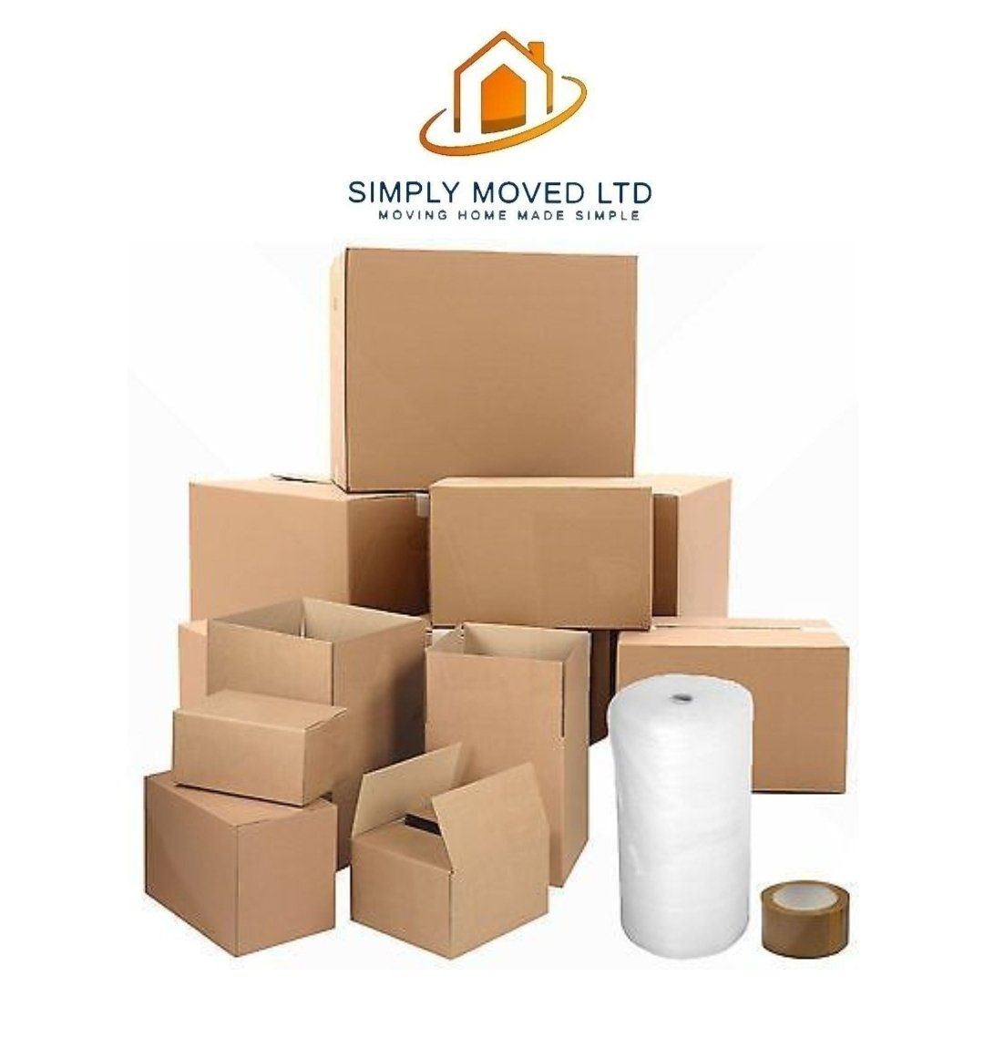 Boxes, bubblewrap and tape for moving home with free delivery by Simply Moved Ltd Ipswich