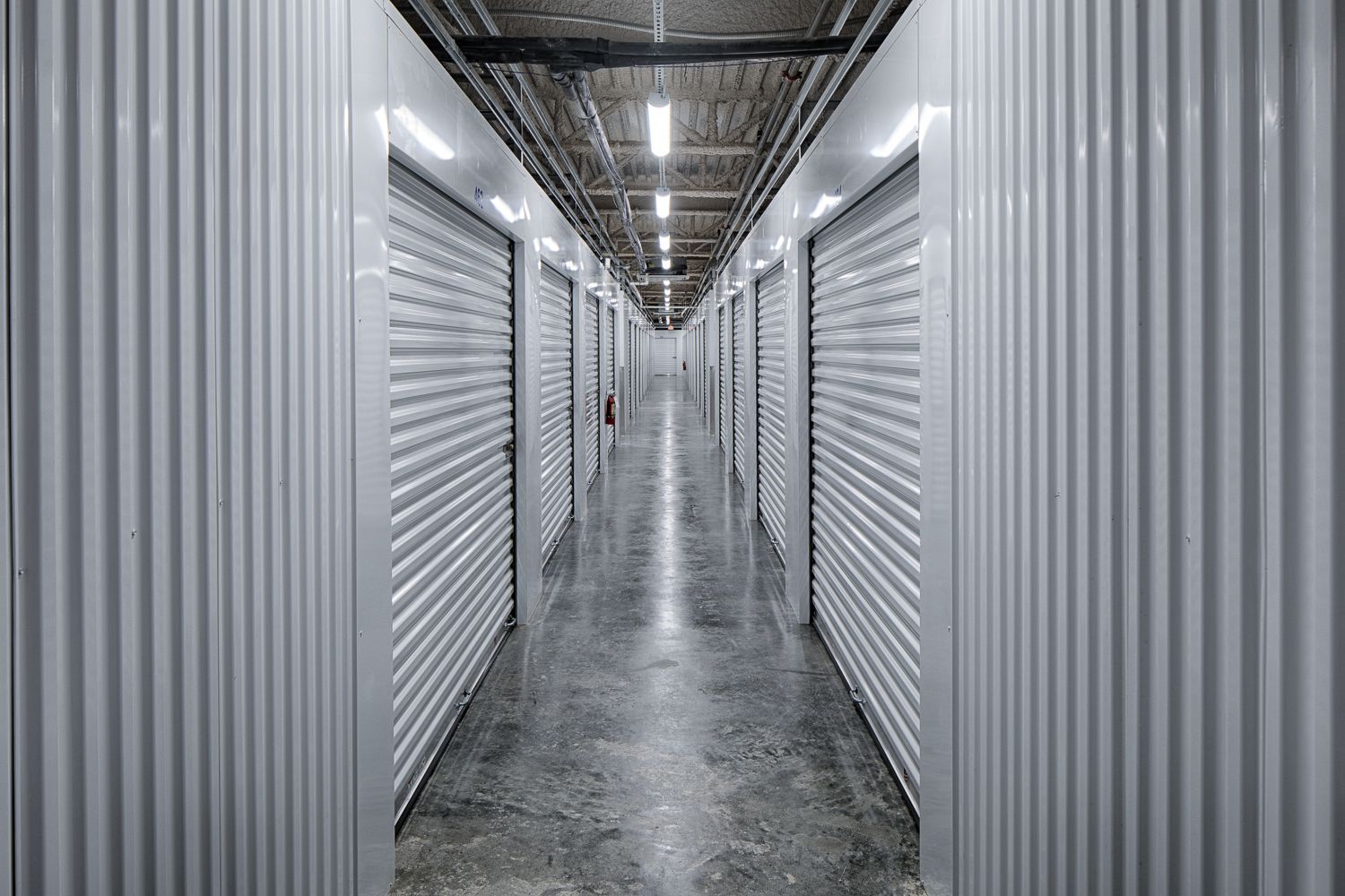 Indoor hallway of climate controlled storage units at Stop N Stor