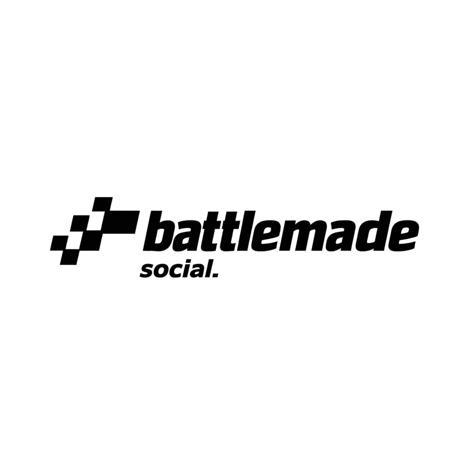 Black Battlemade Social logo with stylized square icon and bold text on white background