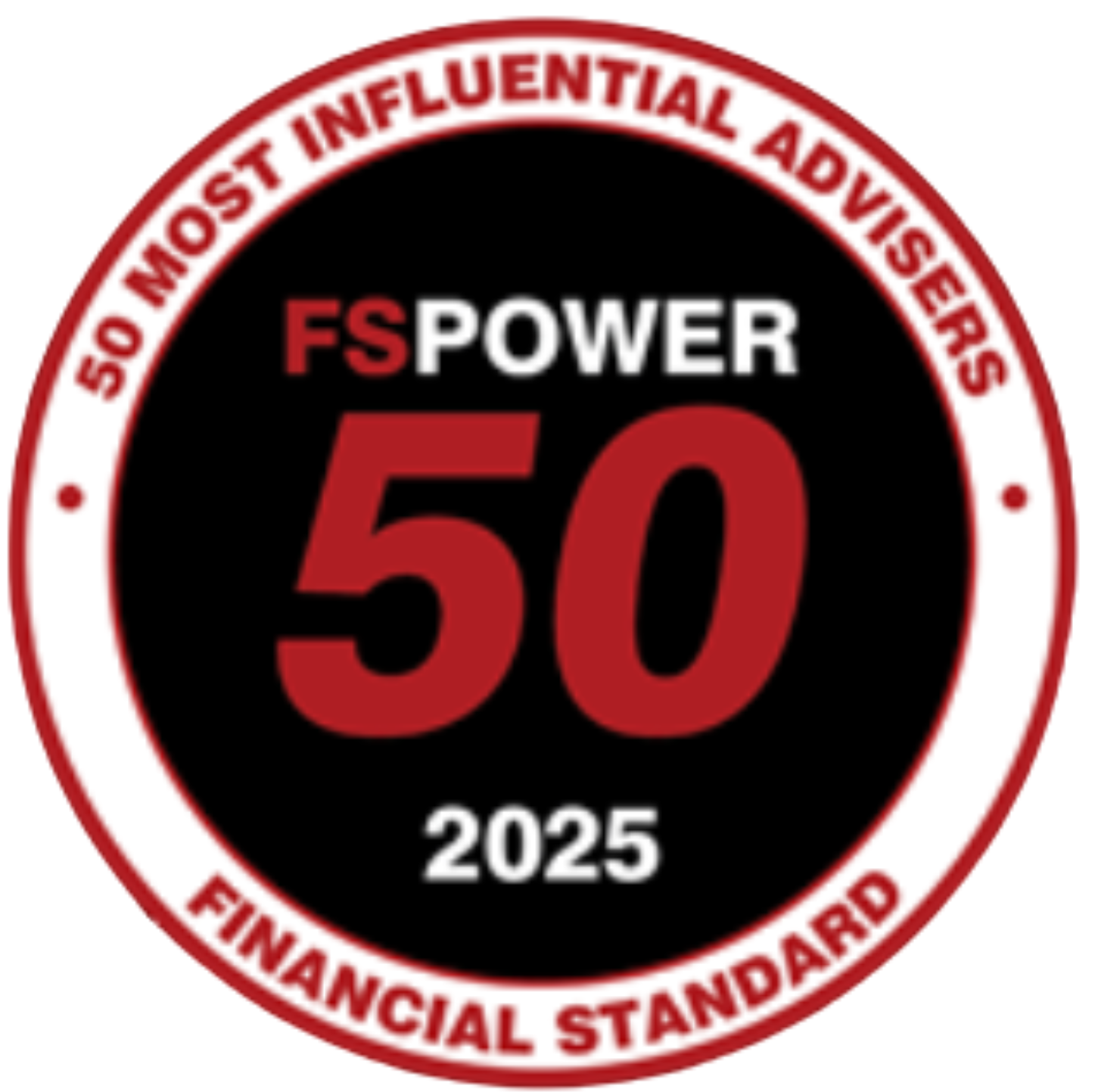 FS Power 50 logo: Red and black circle with
