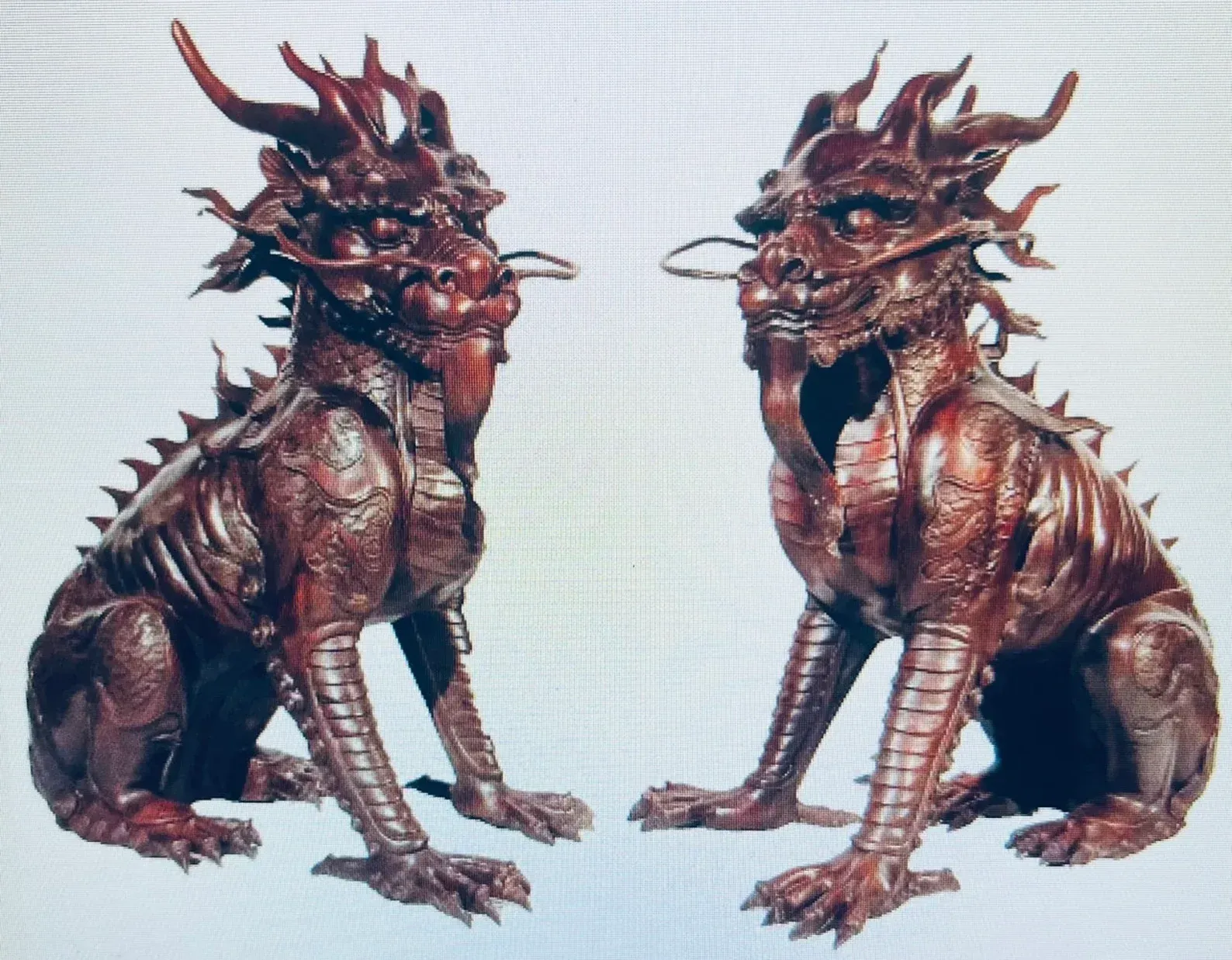 Set of 2 Large Bronze Foo Dogs Asian Sculptures Guard Dog Statues Feng Shui Art Fu Dogs | ethenial.com