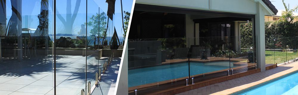 A House With a Swimming Pool Behind a Glass Fence — Rearden Fencing Pty Ltd in Toronto, NSW