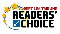 Albert Lea Tribune Readers’ Choice logo with gold stars and a blue check mark