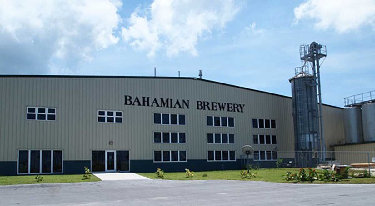 A large building that says bahamian brewery on it
