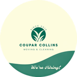 Coupar Collins Moving & Cleaning logo with “We’re hiring!” on green and cream background