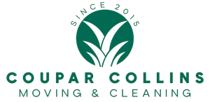 Coupar Collins Moving & Cleaning logo with “We’re hiring!” on green and cream background