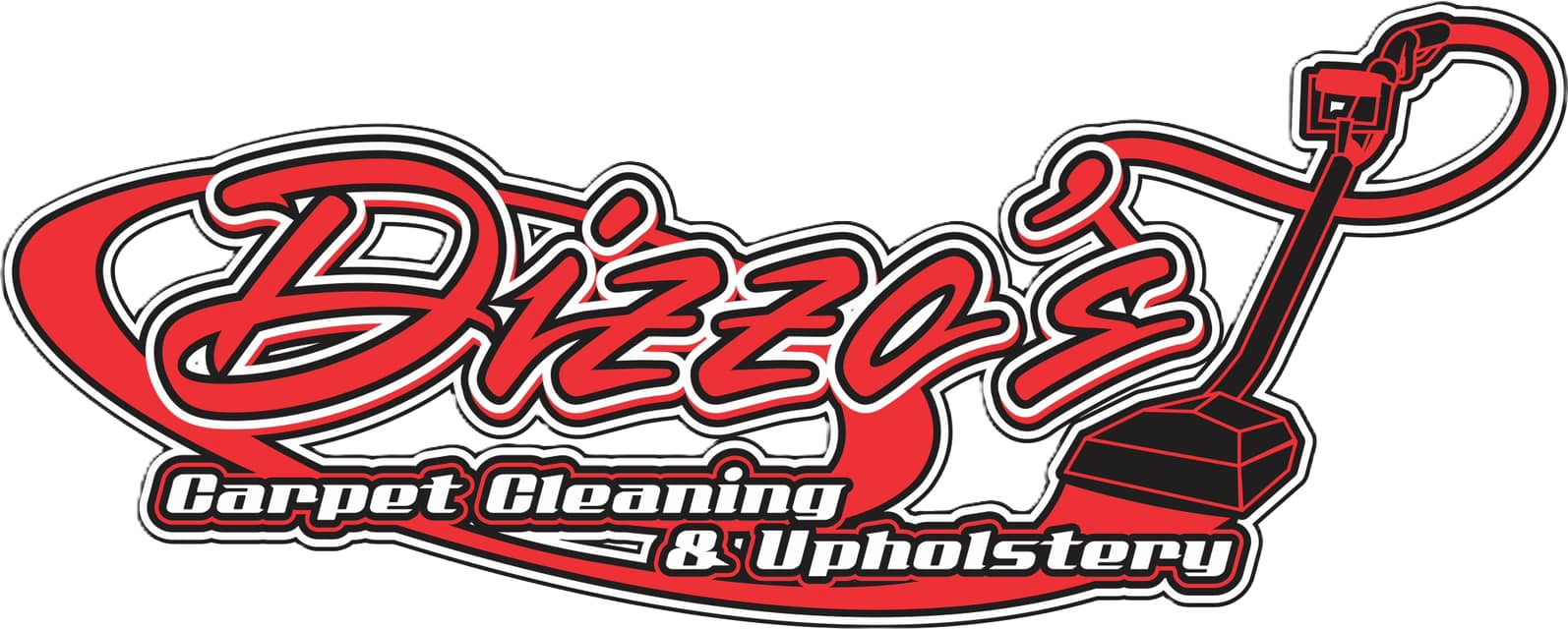 Drizzo&rsquo;s Carpet Cleaning & Upholstery logo in red, black, and silver with a vacuum hose graphic