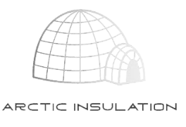 The logo for Arctic Insulation in Houston, TX Logo: Two stylized igloos, with