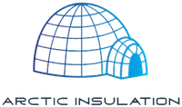 Blue outline of two igloos with the text 