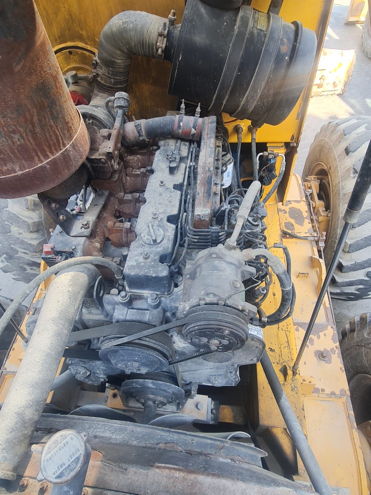 Yellow heavy machinery engine.