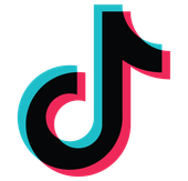 Logotipo de TikTok en negro con detalles en cian y rosa sobre un fondo blanco