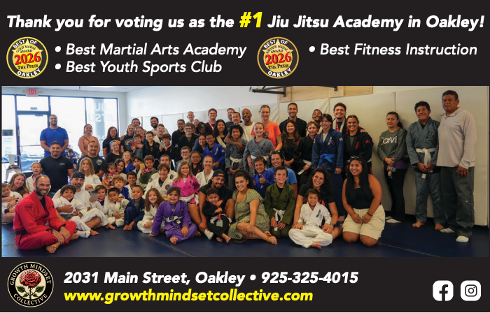 Group photo of martial arts students and instructors at Growth Mindset Collective in Oakley