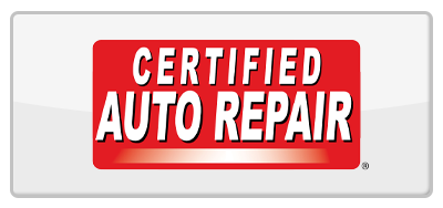Certified Auto Repair logo with white text on a red rectangular background