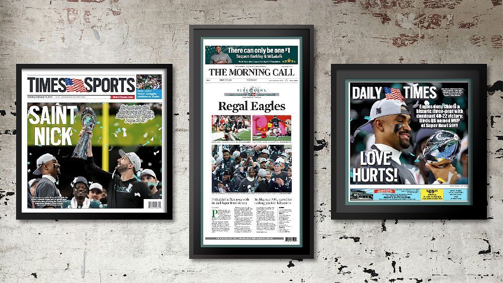 Philadelphia Eagles Superbowl LIX Win: framed newspaper headline prints