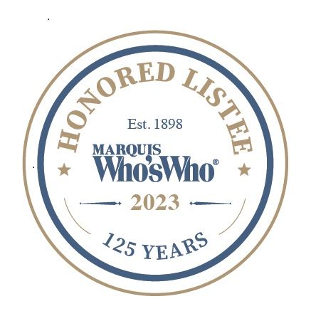 Honored Listee Marquis Who's Who 2023 Est 1898 125 Years (symbol)
