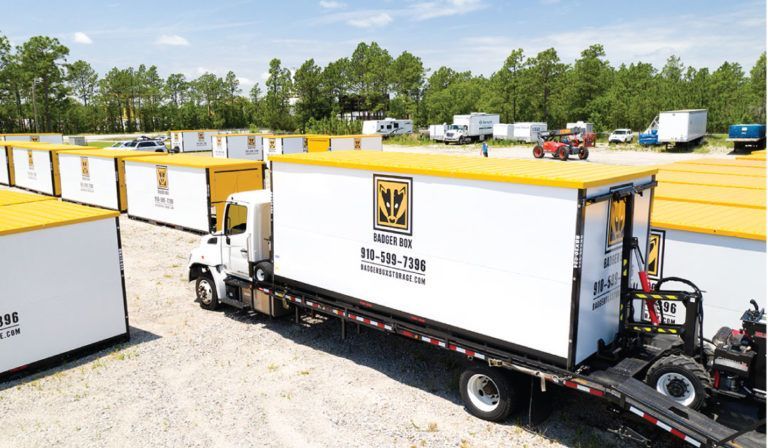 a badger box truck is parked in a lot